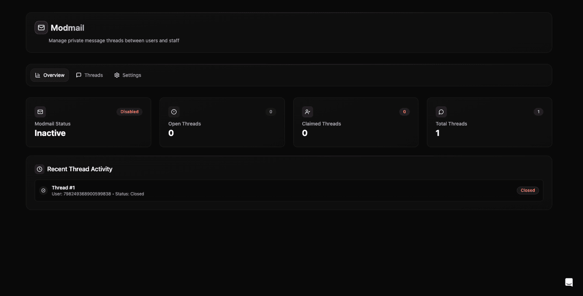 ModMail Threads Interface